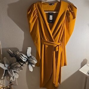 Fashion Nova Mustard Long Sleeve Dress